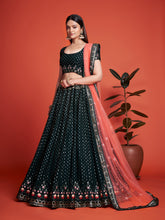 Anmol Bottle Green Heavy Georgette Embroidery with Sequins Work Lehenga